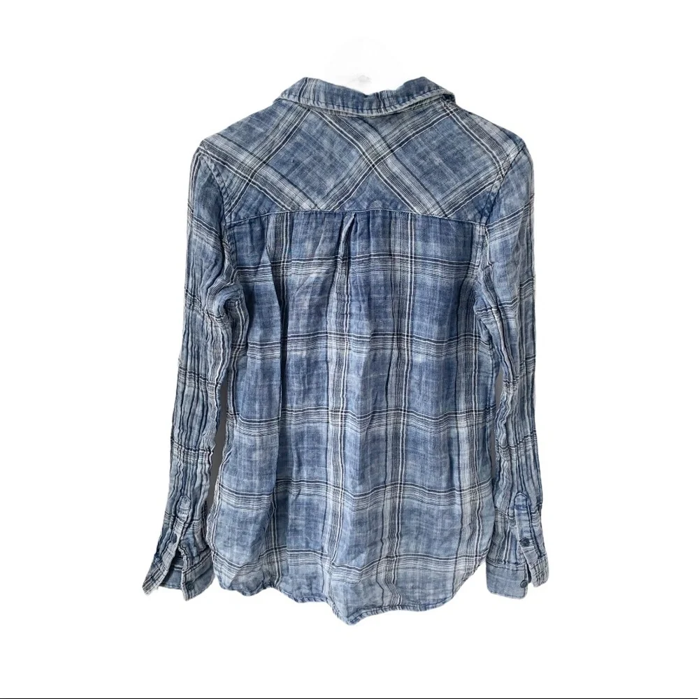 🌸Indigo Rein🌸 Long Sleeve Plaid Shirt Blue Sz M - Picture 3 of 9